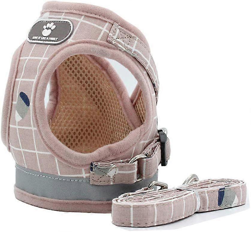 Adjustable Harness Vest Padded Reflective Soft Breathable Comfortable Leash for Small Dog Puppy MZ083 (L, Pink)
