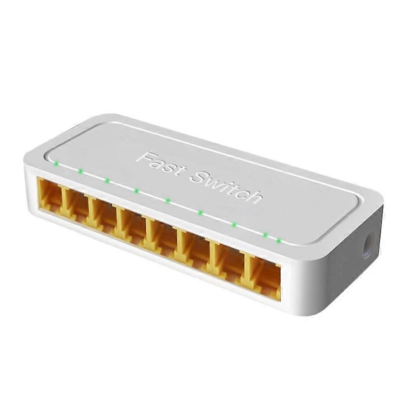 【New】 8-Ports 100M RJ45 Mini Switch Home Plug-and-Play Bypass Unmanaged Network Splitter for Bedroom Network Monitoring
