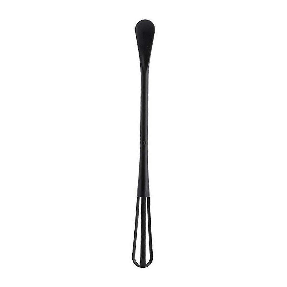 Mini Manual Egg Whisk Mixer - Plastic Multifunctional Beater Kitchen Utensil with Teaspoon for Home Baking