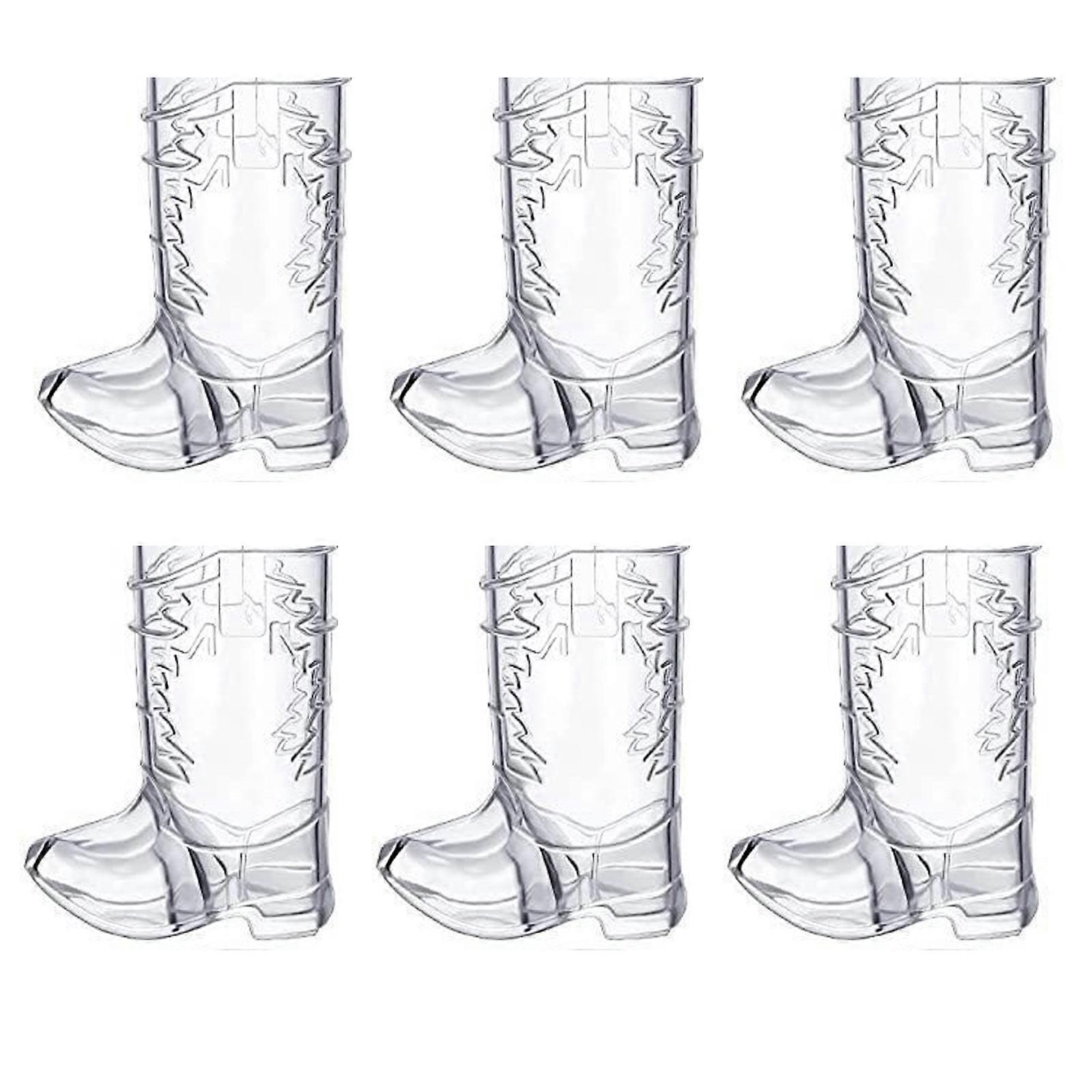 Set of 6 Glasswares Plastic Cocktail Cups Cowboy Boot Shape Unique Drinking Cup Beverage Cups Suitable for Any Setting Clear