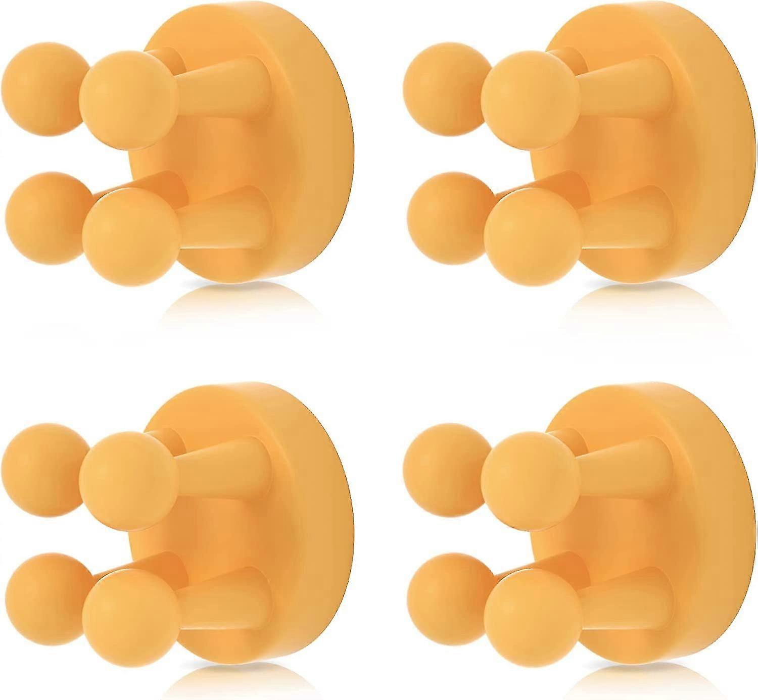 4 pcs Silicone Toothbrush Holder Multi-Function Hook Waterproof self Adhesive Single Toothbrush Hook Plug Holder for Wall   (Yellow)