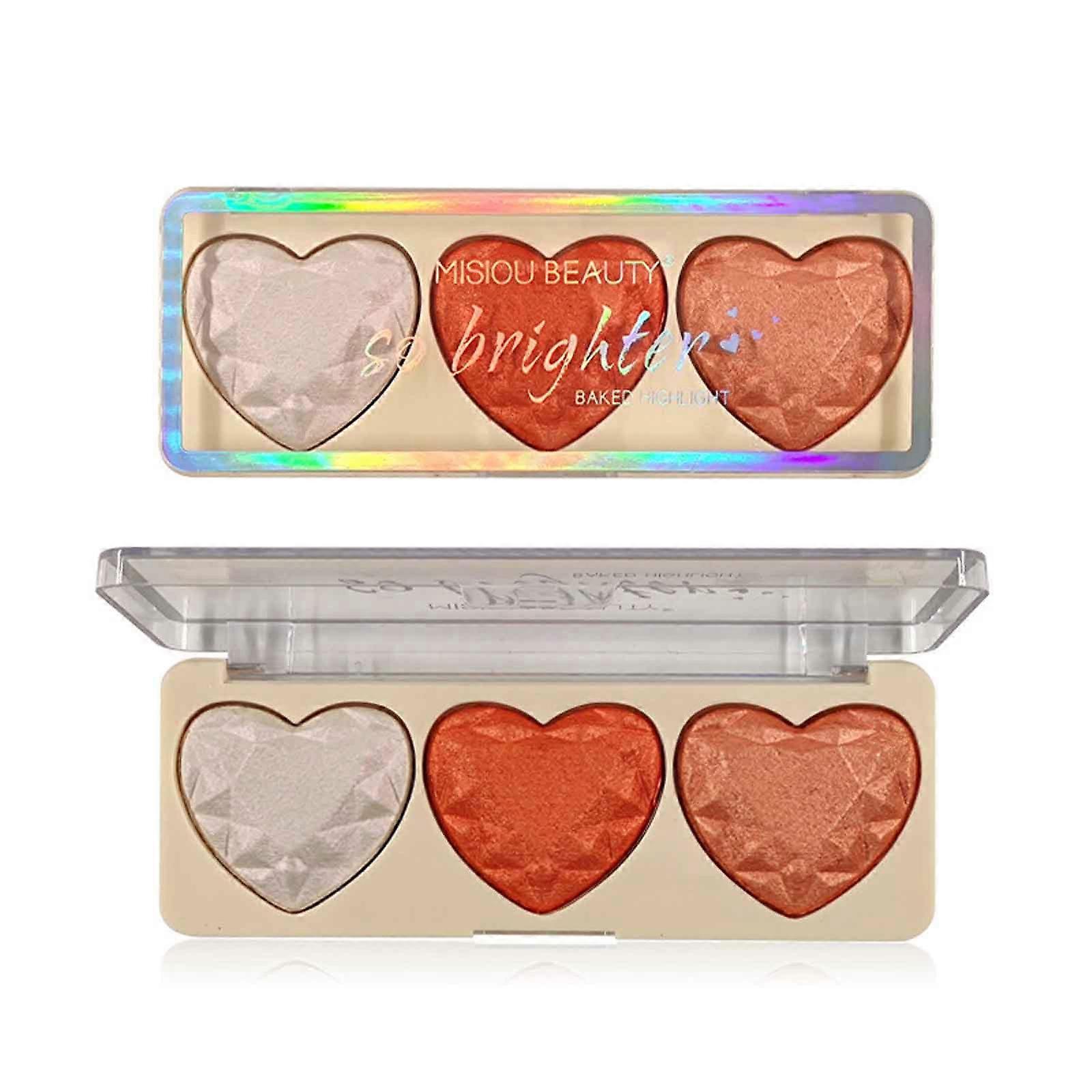 Heart-shaped Pearlescent Baking Powder Eyeshadow, Color Rendering, Whitening, Color Eyeshadow, Highlight Blush Tray