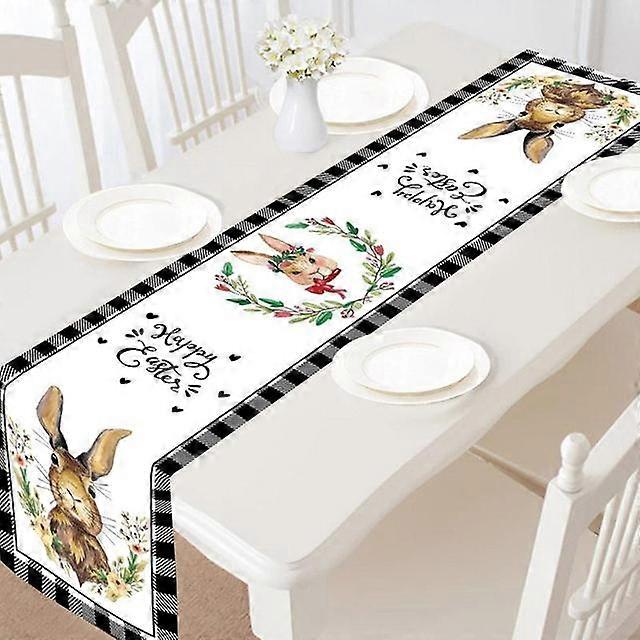 Easter Bunny Table Runner Printed Table Runner Table Flag Cloth Cover Coffee Tablecloth Party Home Decor For Kitchens Dining