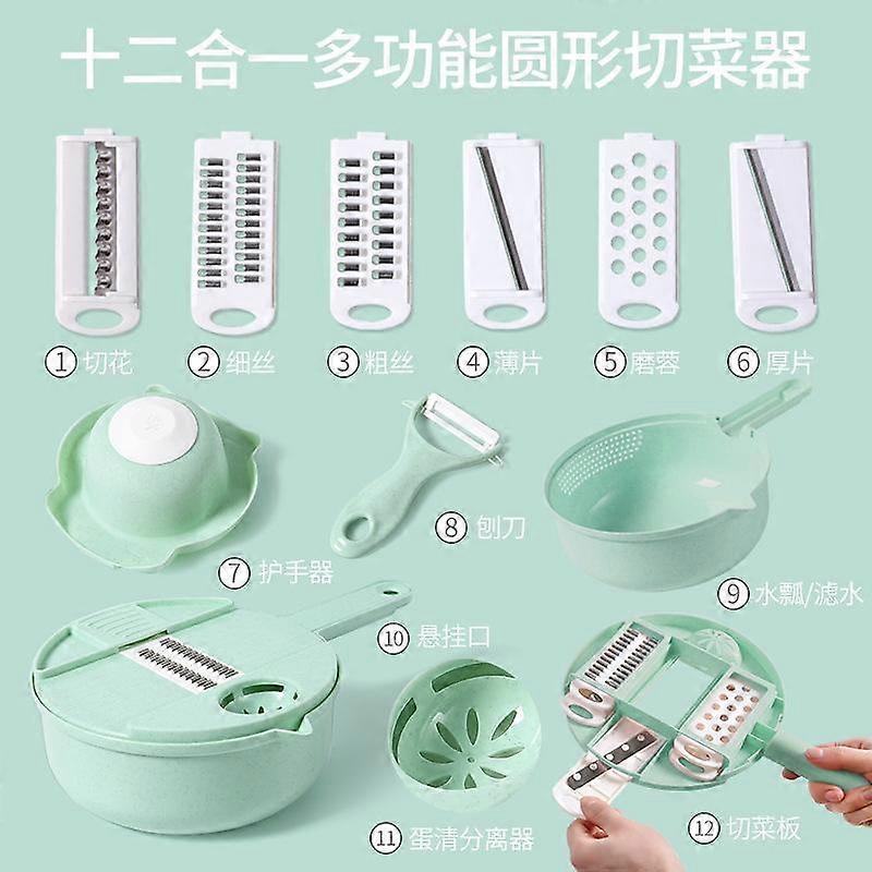 Kitchen Multi-functional Nine-in-one Vegetable Cutter 12-piece Grater Potato Radish Shredder Vegetable Cutter Salad Utensils