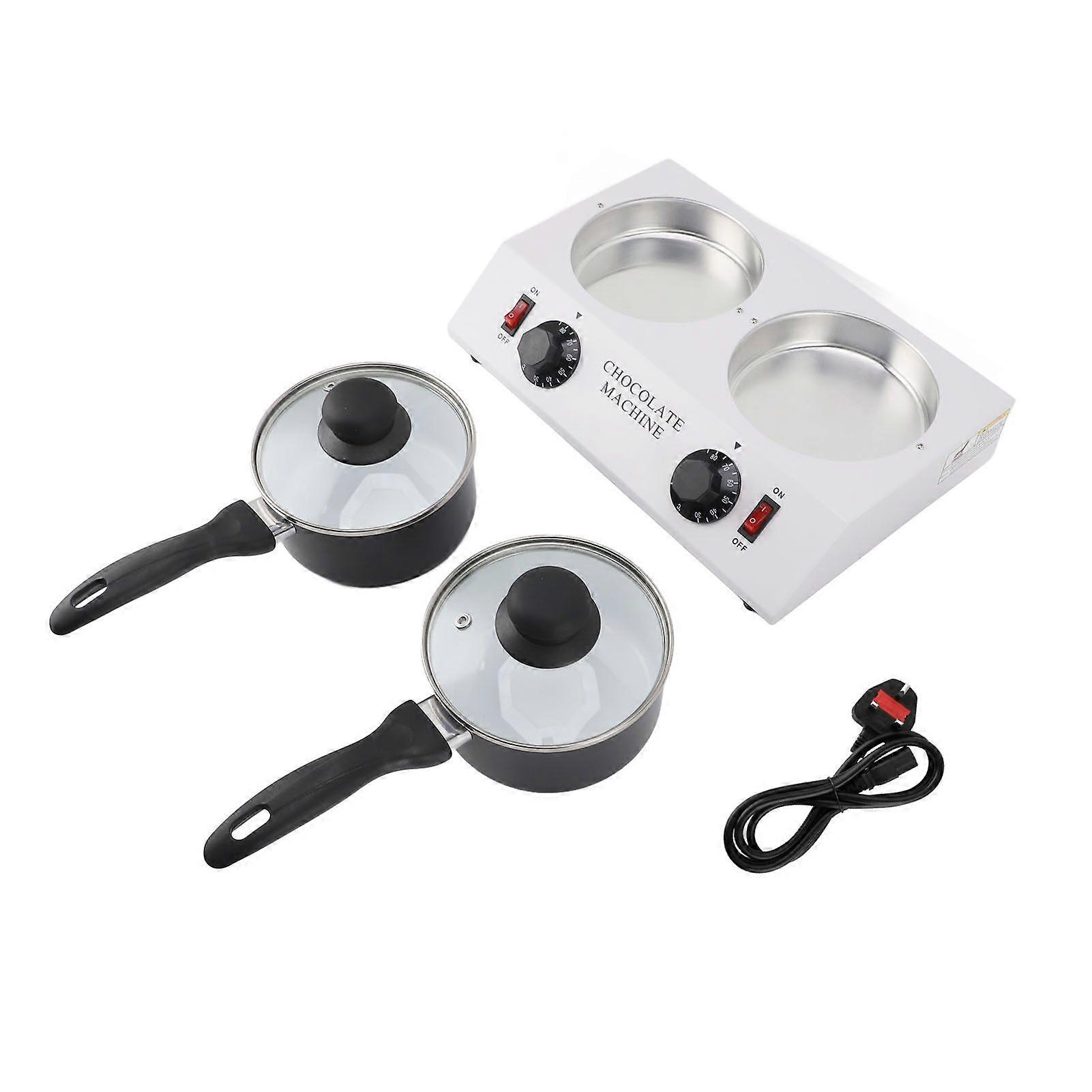 2 Tanks Chocolate Melting Machine Constant Temperature Aluminum Non Stick Manual Chocolate Machine 2kg UK Plug 220V