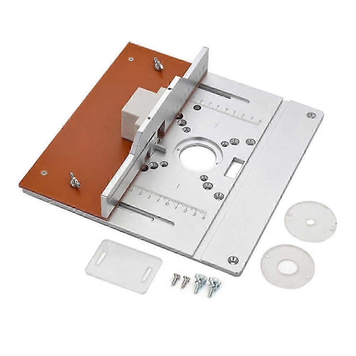 Aluminium Router Table Insert Plate Electric Wood Milling Flip Board with Miter Gauge Guide Set Tab
