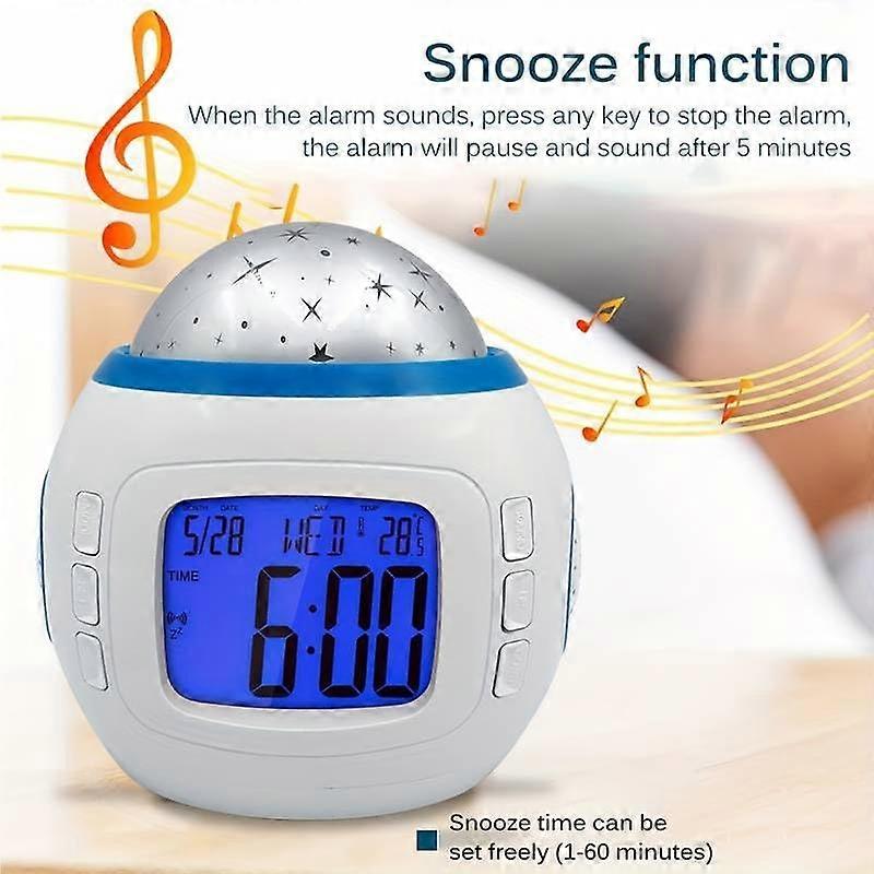 Star Projector Clock, Portable Starry Sky Projection Time Display Alarm ...