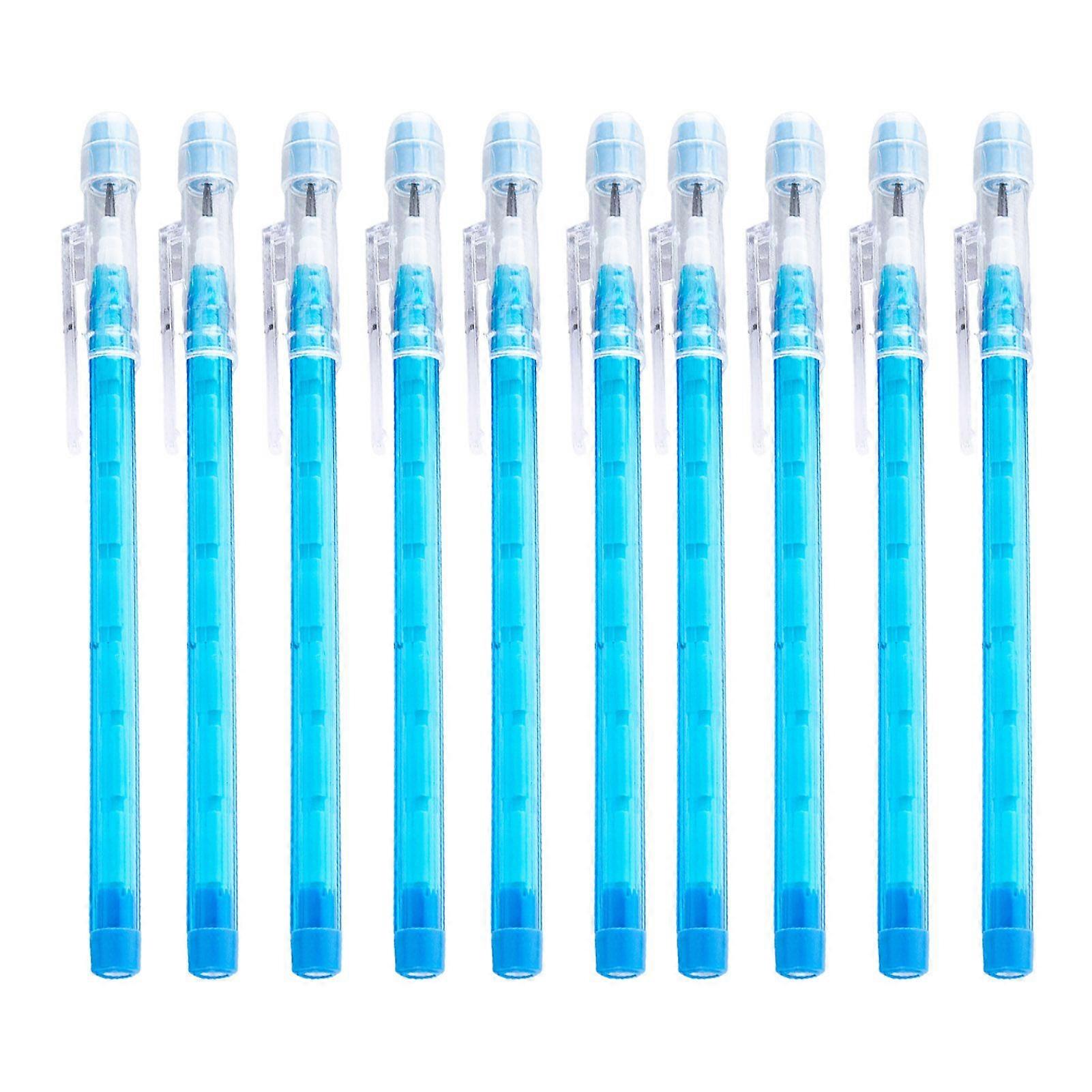 10 Pcs Translucent Pencil Non-Sharpening Stackable Pencils Multipoint Pop Up Plastic Pencil with Erasers for School Office Drawing