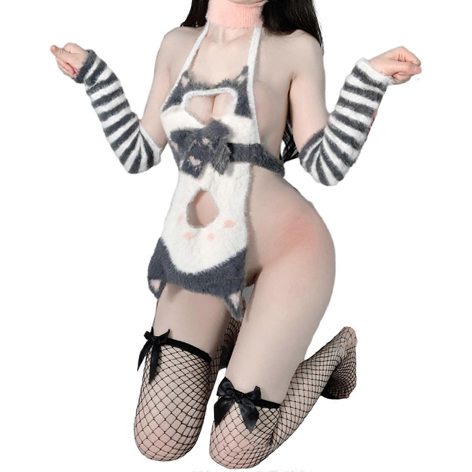 Cat Cosplays Costume Sexy Lingerie Set Anime Cat Girl Photo Shoot Outfit Role Playing Bedroom Costume Cosplays Underwear black sweater black 