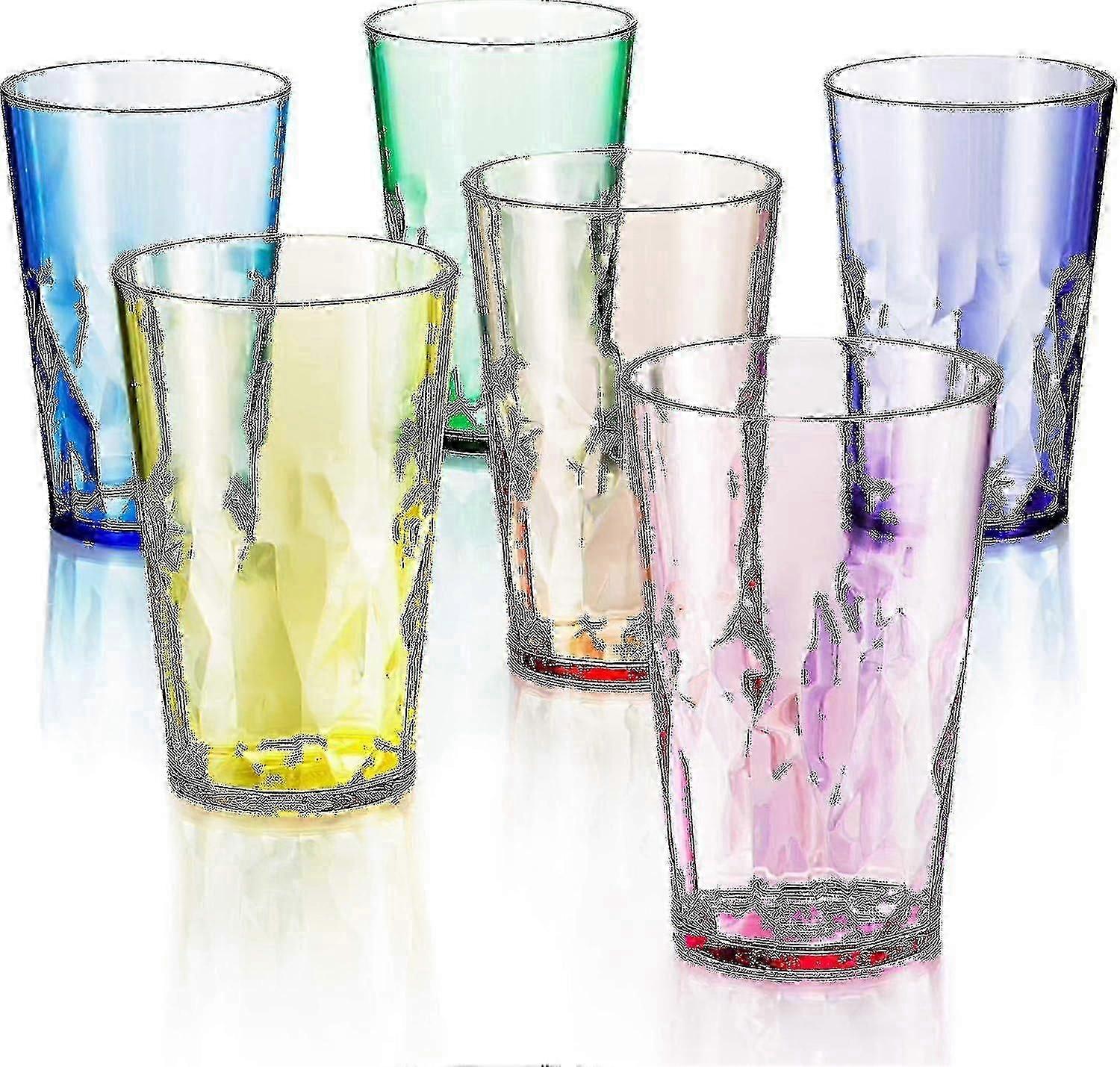 Hebaogugu 8 Unbreakable Plastic Tumblers - 21 Oz Jewel Tone Colors, Dishwasher Safe, Stackable - View #6
