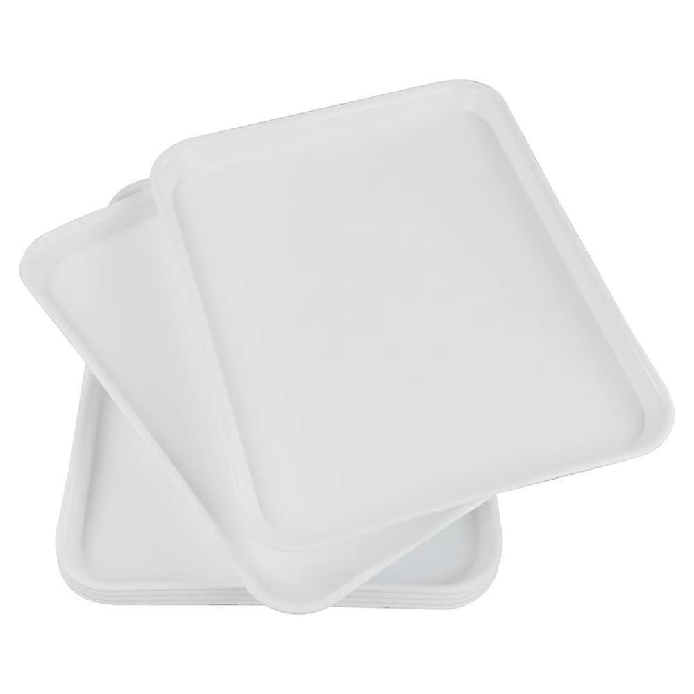 White Large Plastic Fast Food Serving Tray Rectangle, 6 Pack, Durable Non-Slip Design, Ideal for Restaurants and Events