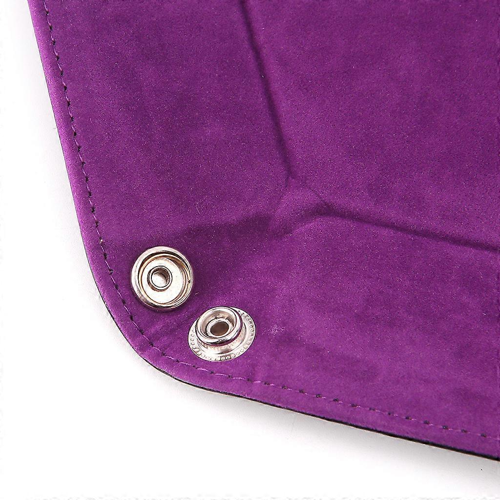 Folding Hexagon Dice Game Storage Tray Box Table Games Key Box Coin Square Thick PU Leather Dice Track Change Tray Purple
