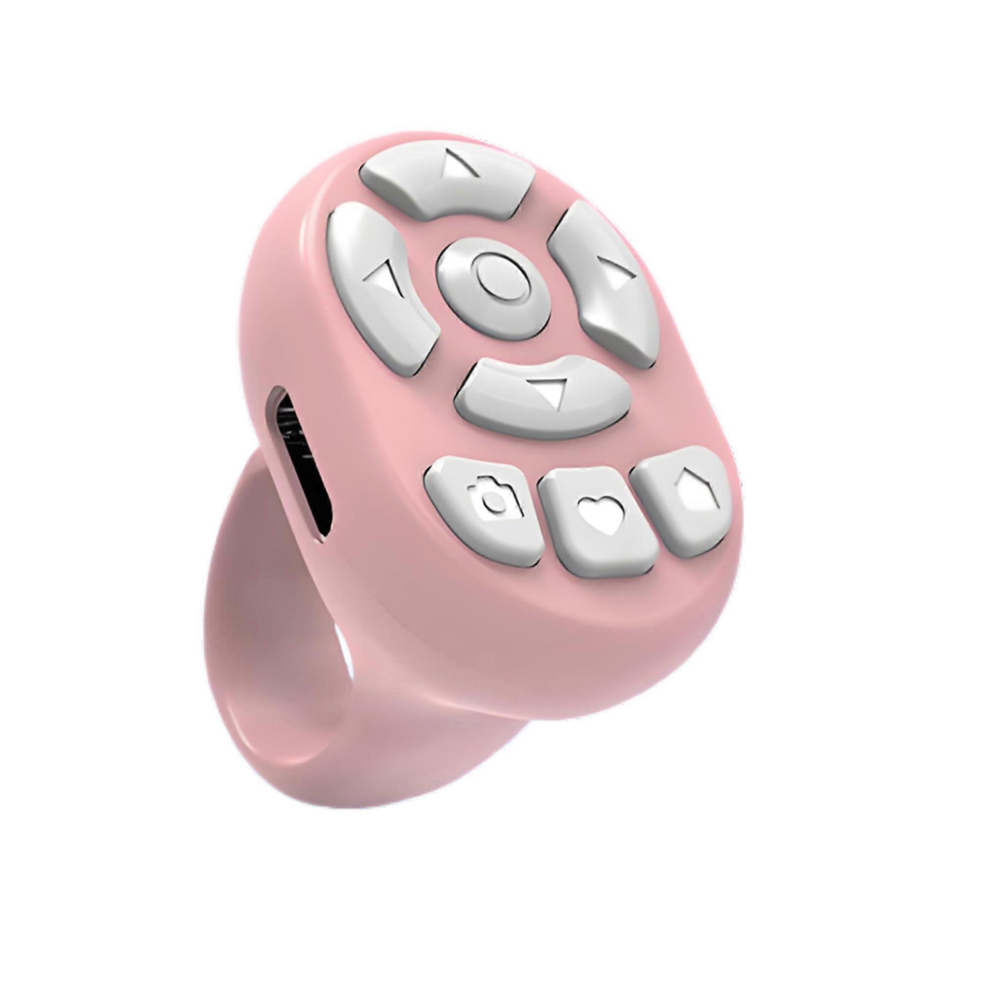 Rechargeable Wireless Bluetooth Scrolling Ring for iPhone and Android, Pink RC Page Turner and Camera Shutter