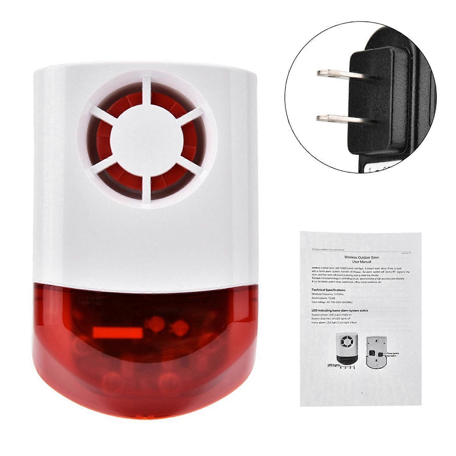 Smart Wireless AcoustO optic Security Alarm System Siren 433MHZ US Plug(100-240V)