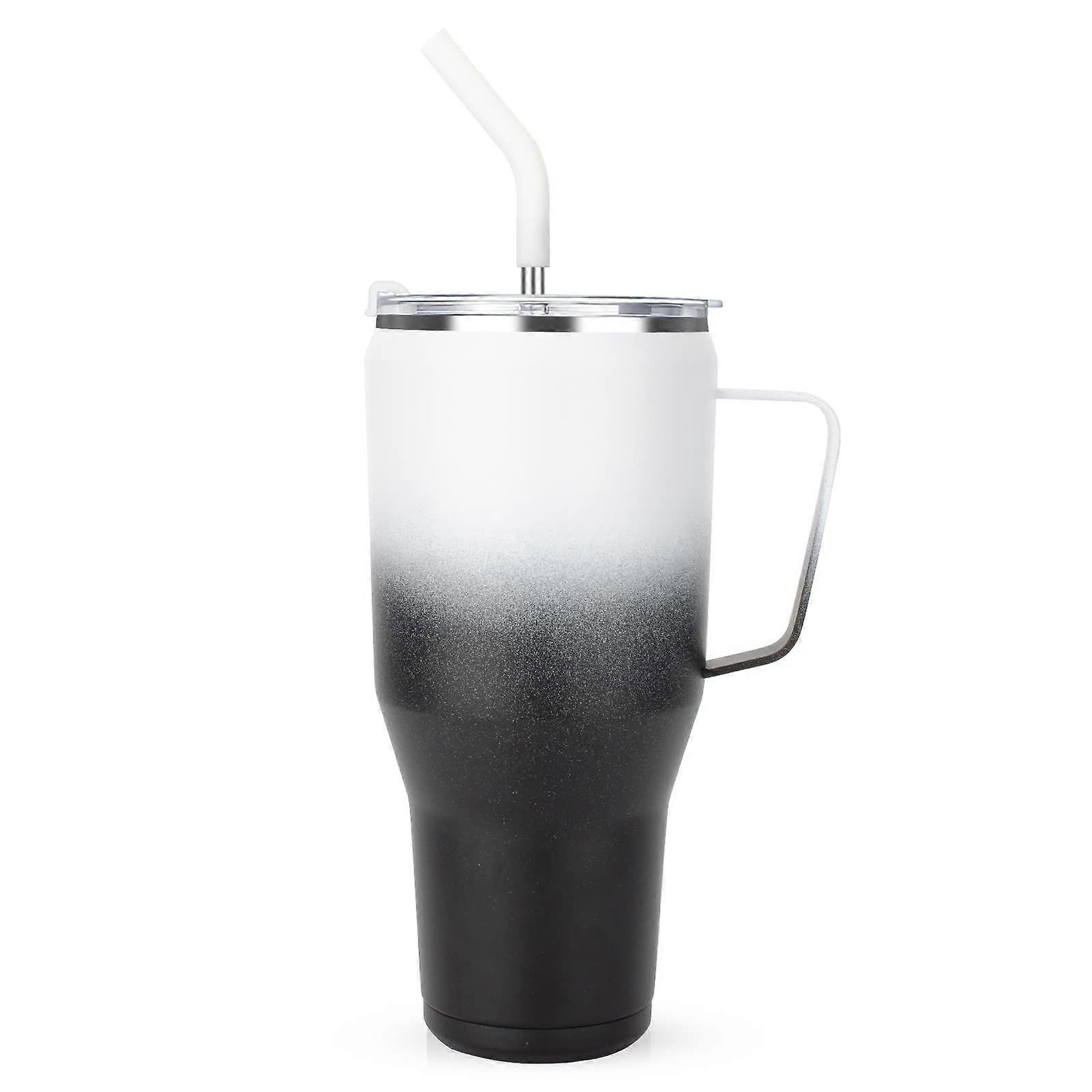 Tumbler with Handle - Stainless steel vacuum insulated tumbler with lid and straw keeps drinks cool for up to 34 hours - Sweat-proof body is dishwashe