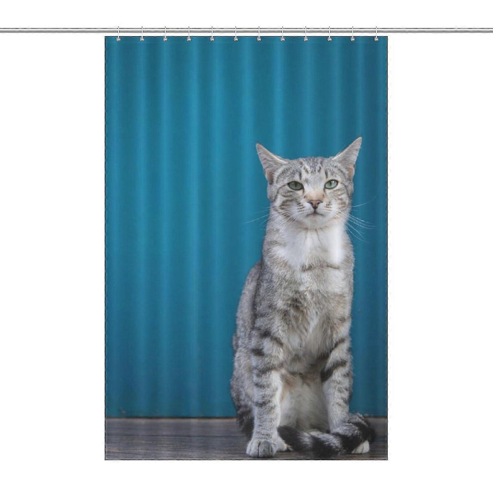 キャットプリントシャワーカーテン