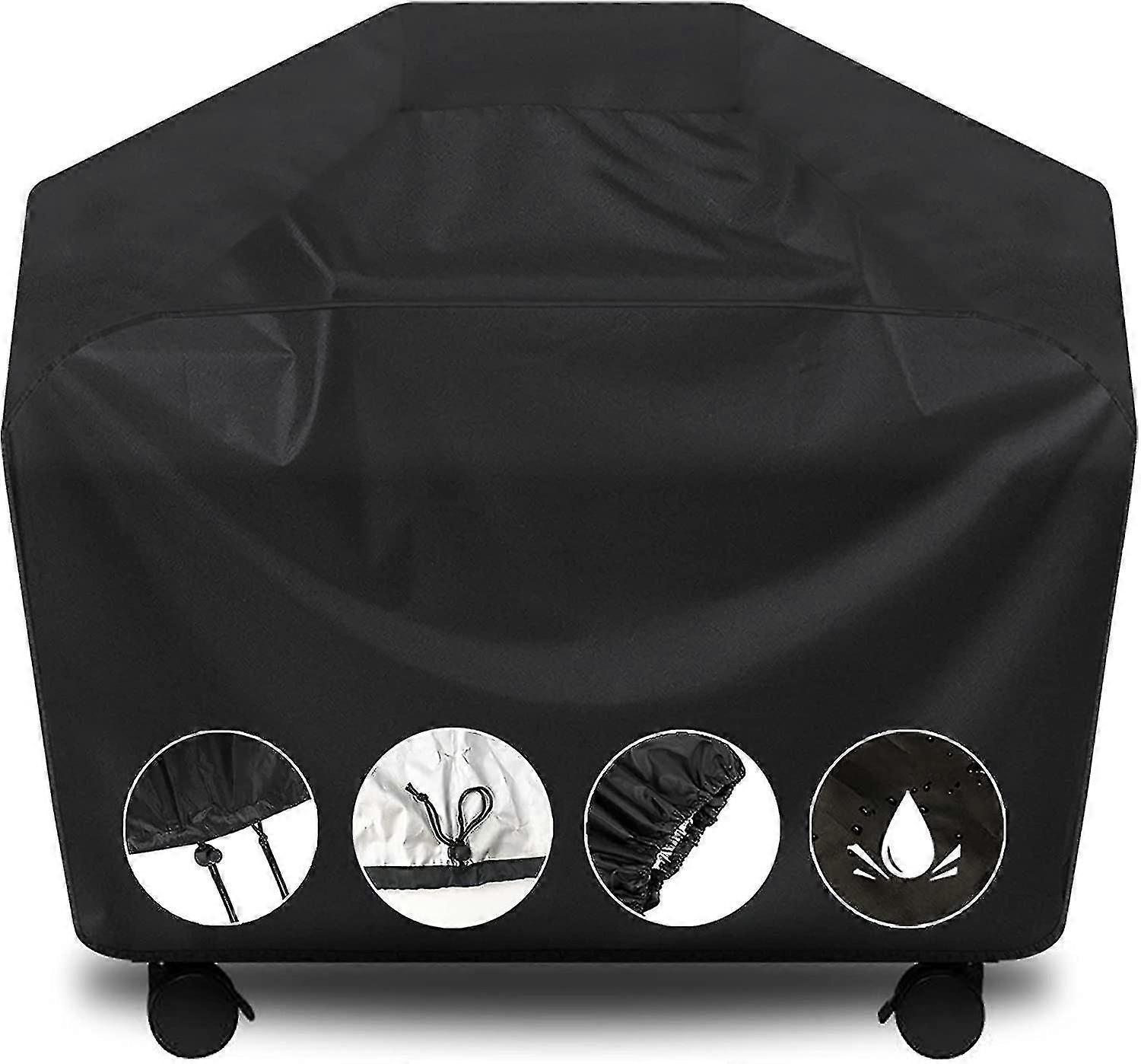グリルカバー、バーベキューカバー58インチ、防水UV耐性ガスグリルカバー、耐久性、便利なリップ耐性、黒