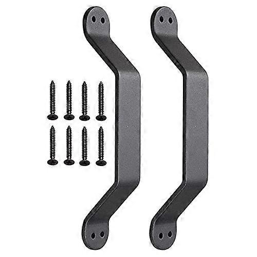 2Pcs 9 inch Black Barn Handle Cast Iron Pull Gate Shed Cabinet Matte for Sliding Wooden Door
