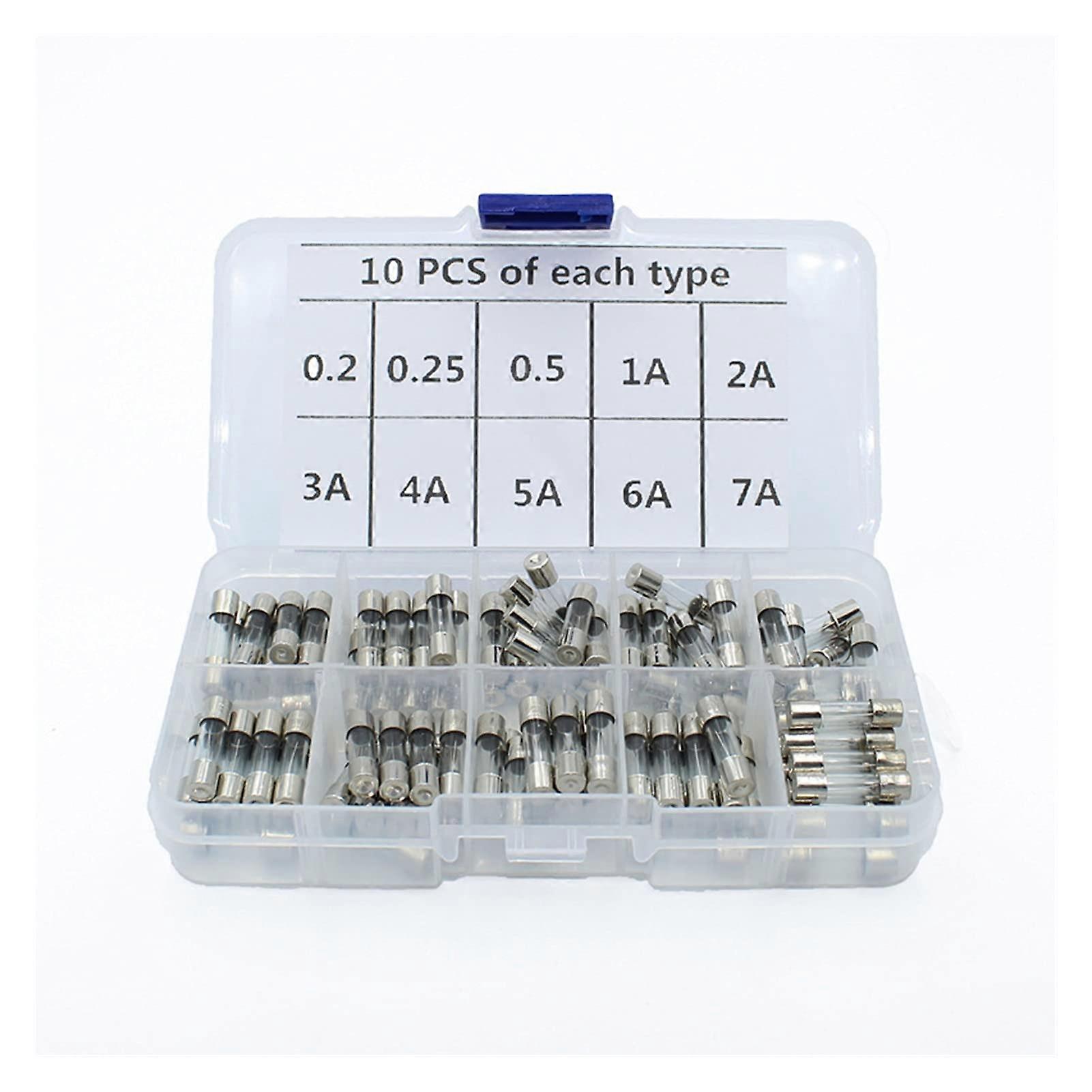Fuse 100Pcs Set 5x20mm Quick Blow Glass Tube Fuse Assorted Kits,FastBlow Glass Fuses