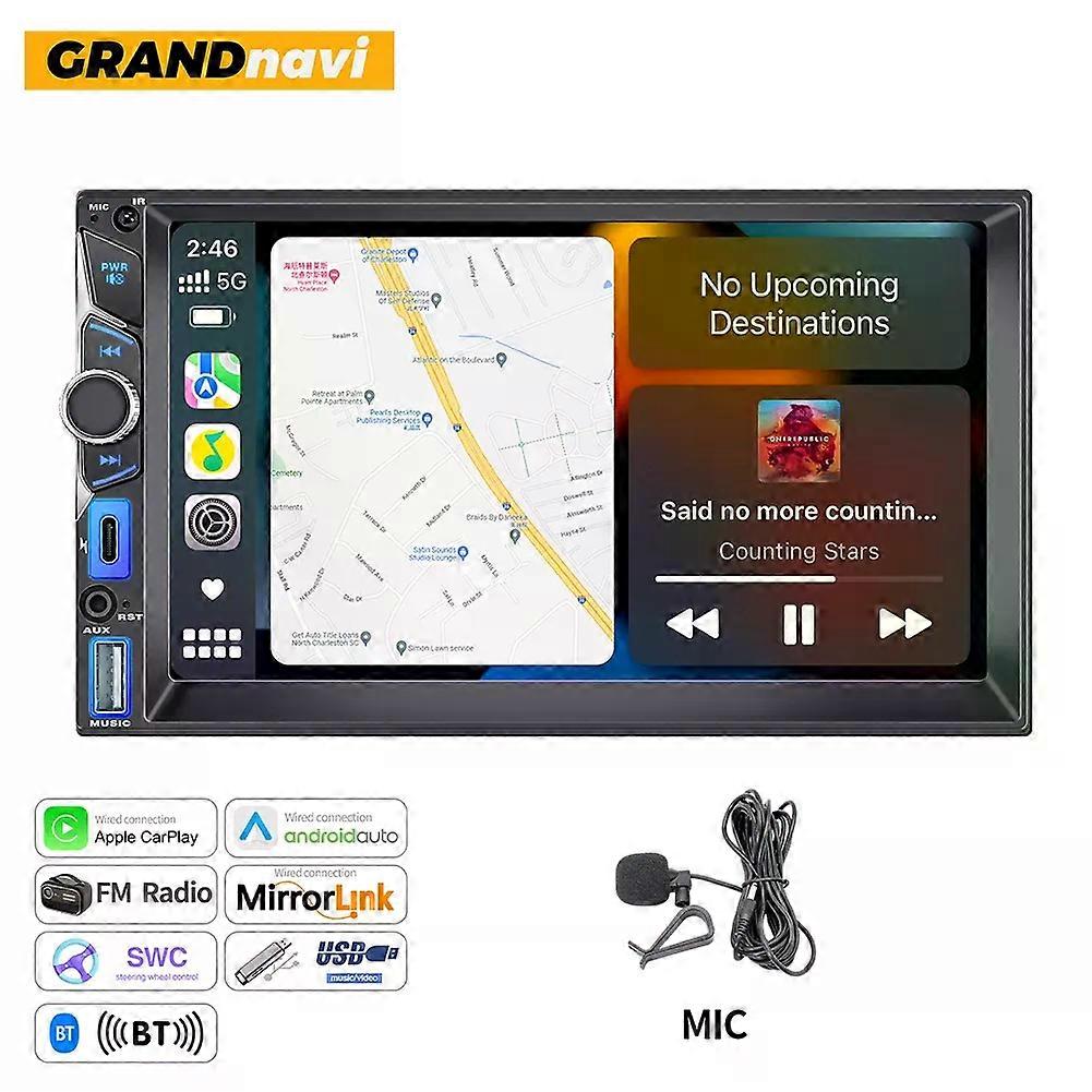 2DIN 7inch Car Multimedia MP5 Player Wired CarPlay Android Auto Mirrorlink Touch Screen AUX Bluetooth Type C USB Fast Charging