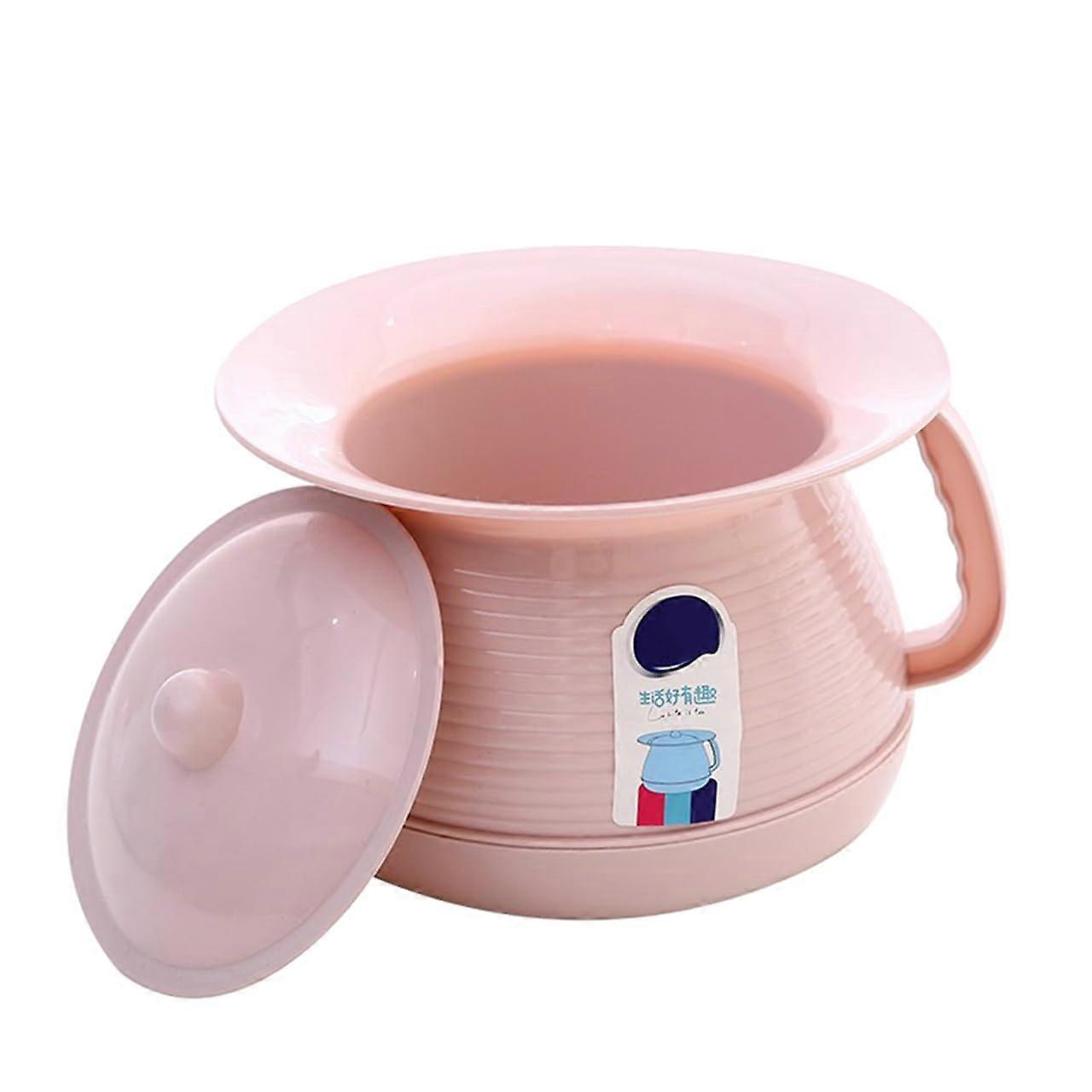 Toilet Plastic Potty Urinal Bedroom Urinal Chamber Pot with Lid to from Escaping (Pink)