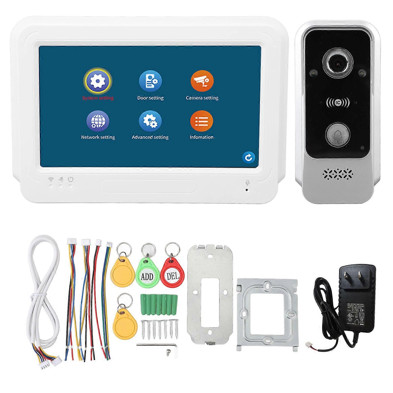 7" Video Doorbell Intercom System - HD Touchscreen, Wide Angle, Night Vision, Enhanced Security