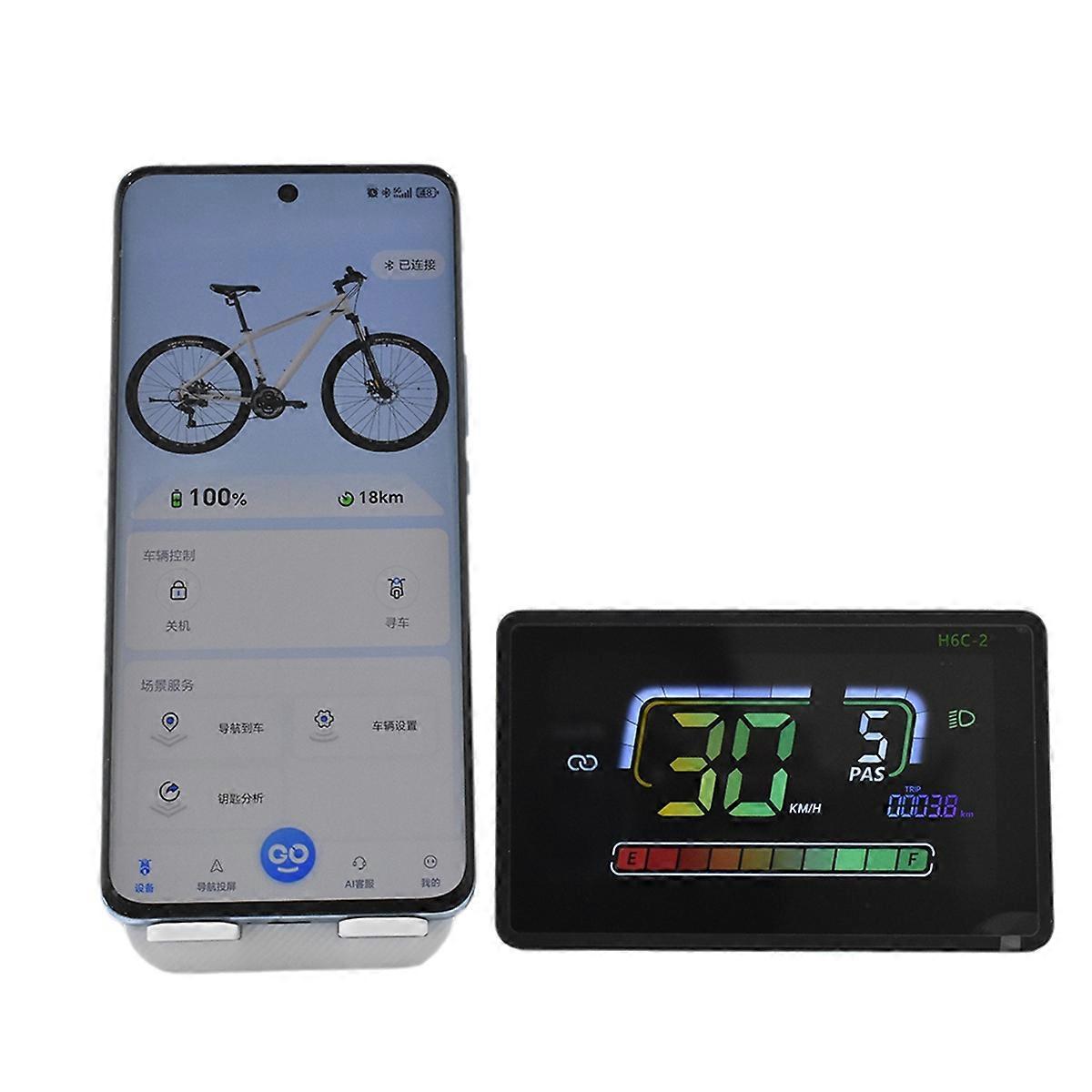 H6C-2 E-Bike Bluetooth Speedometer LCD Display Meter SM5+2PIN