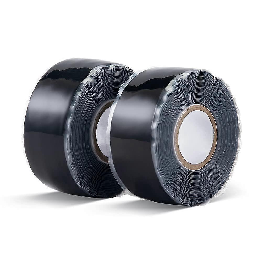 Seal Self Fusing Silicone Tape 2 Rolls 1 Inch Wide and 15 Feet Long for Emergency Repair(Black)