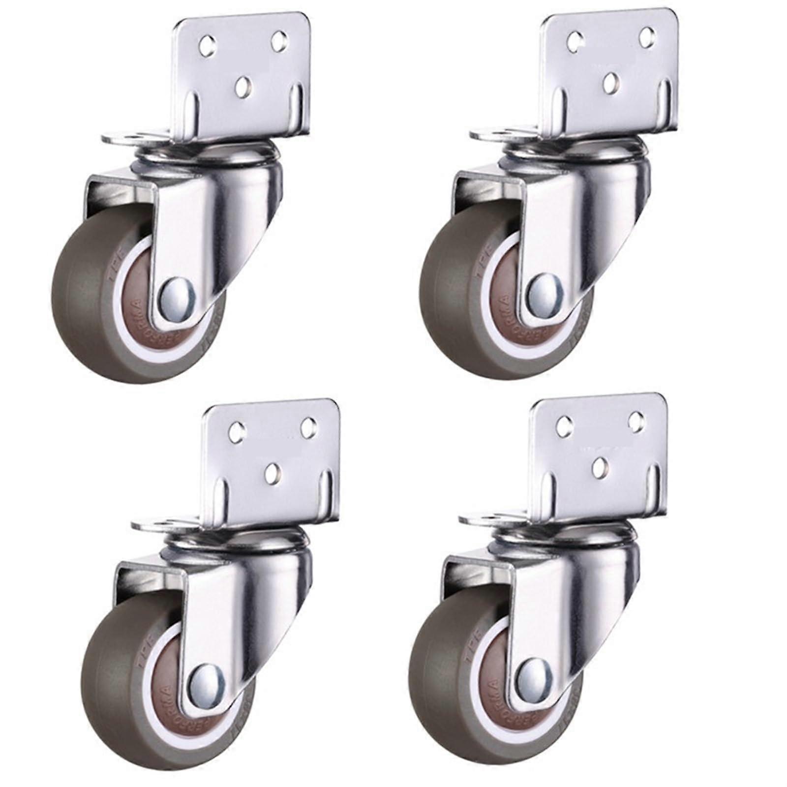 4Pcs 1.5 Inch Soft Rubber Swivel Furniture Casters Wheels Quiet Roller Wheels for Easy Mobility No Brake