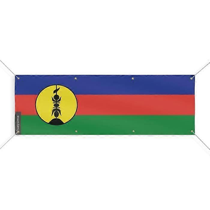 New Caledonia Flags Banner - PIXELFORMA - 70x210 cm - Durable Polyester - 8 Reinforced Eyelets