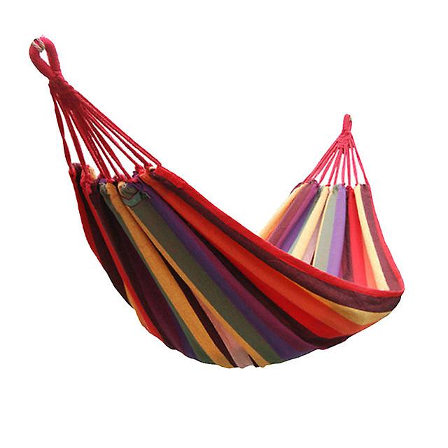 Outdoor Camping Striped Hammock Canvas Hammock Swing Garden Swing Hammock Outdoor Camping Hanging Chair (european Blue).