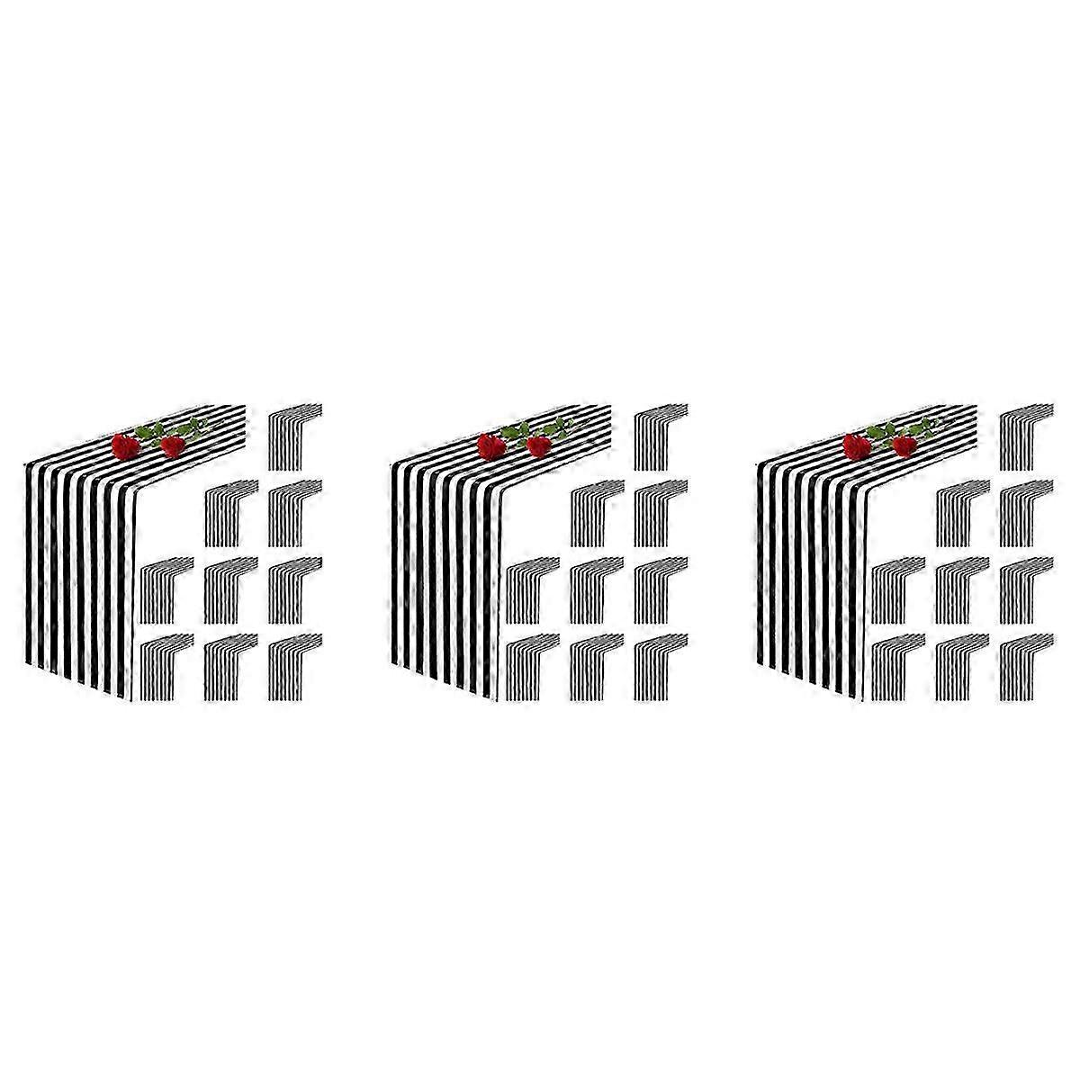 30 Pack Table Runner Polyester Table Decor Classic Black and White Striped Table Runner Modern Eleg
