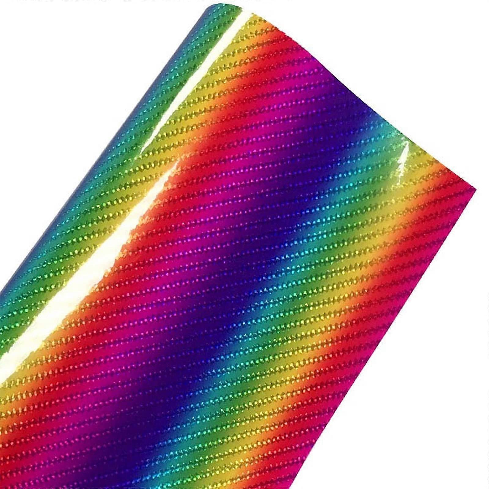 Self-Adhesive Vinyl Roll Holographic Gradient Rainbow Heat Transfer Paper for DIY Projects, Compatible with Phones, Laptops, Mugs, and more