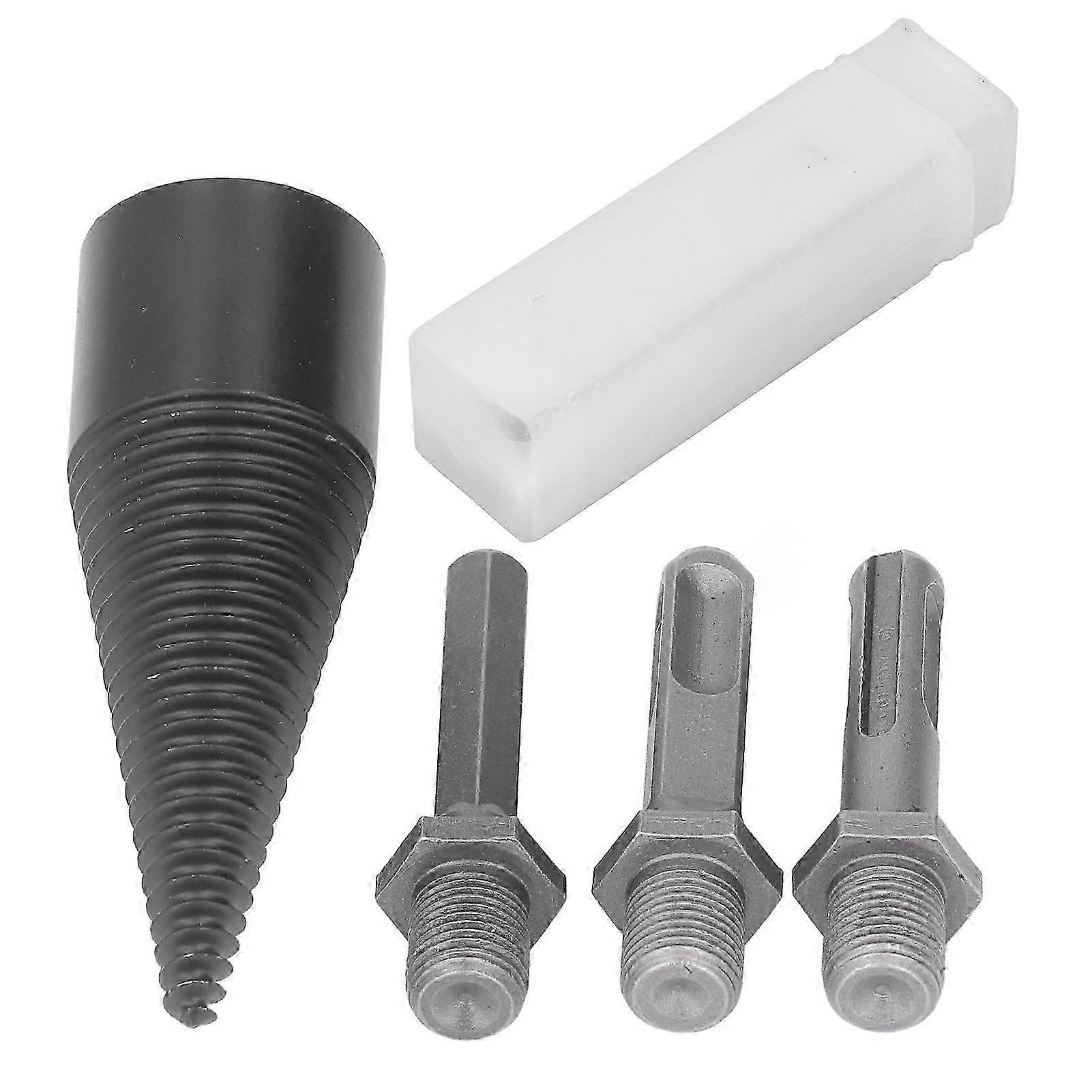 2025 Firewood Bit Cone Wood Splitting Drill Carbon Steel Log Splitter Tool with 3Pcs Removable Shank