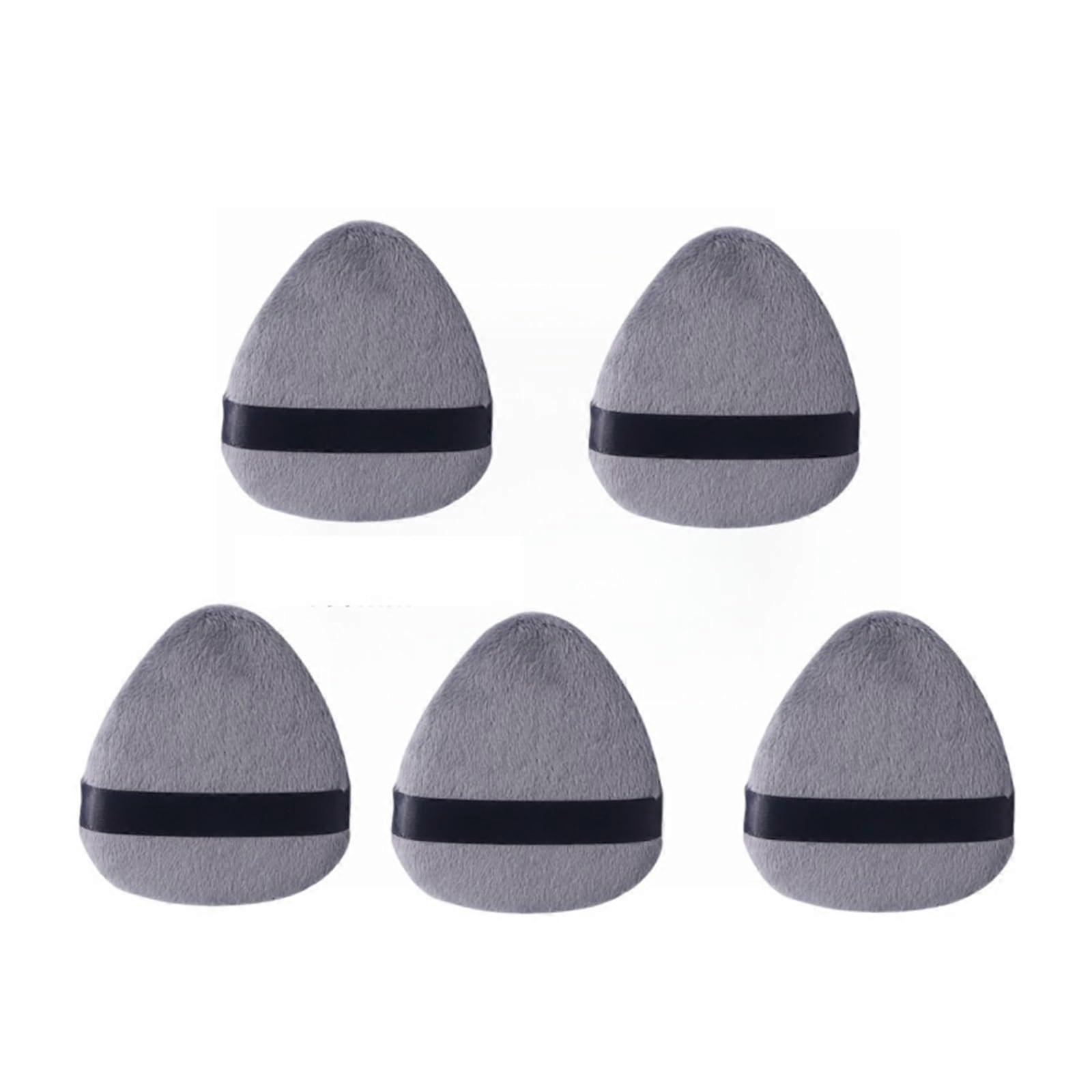 Large Grey Black Tongue Water Drop Powder Puff for Setting Loose Powder, Soft Flocking Triangle Makeup Tool, 5pcs