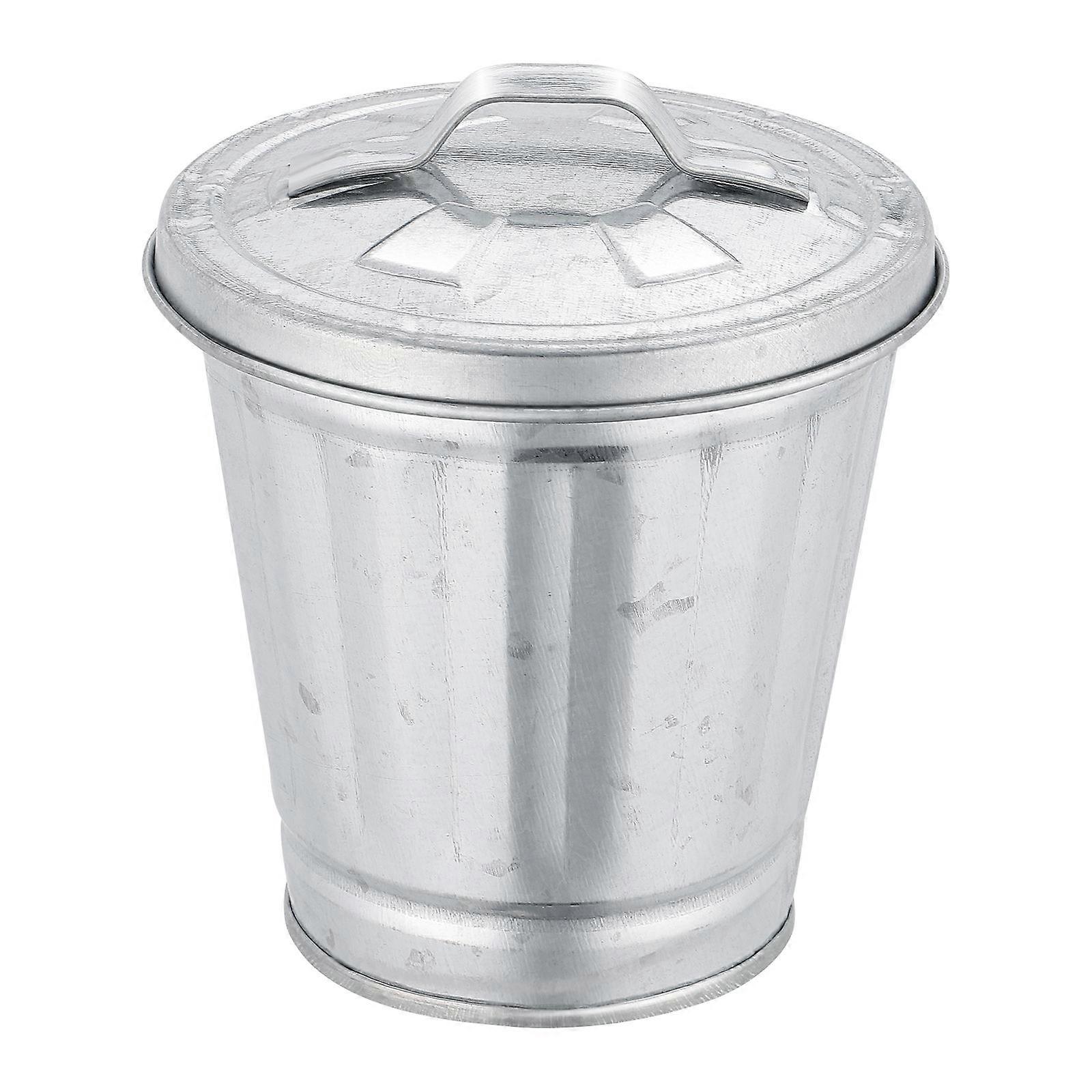Mini Waste Container Desktop Trash Can Mini Tabletop Flowerpot Pen Holder Waste Container Metal Trash Can