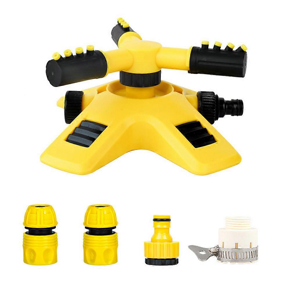 Yellow Hydraulically Driven 360 Degree Rotating Sprinkler for Garden Use with Adjustable Nozzle