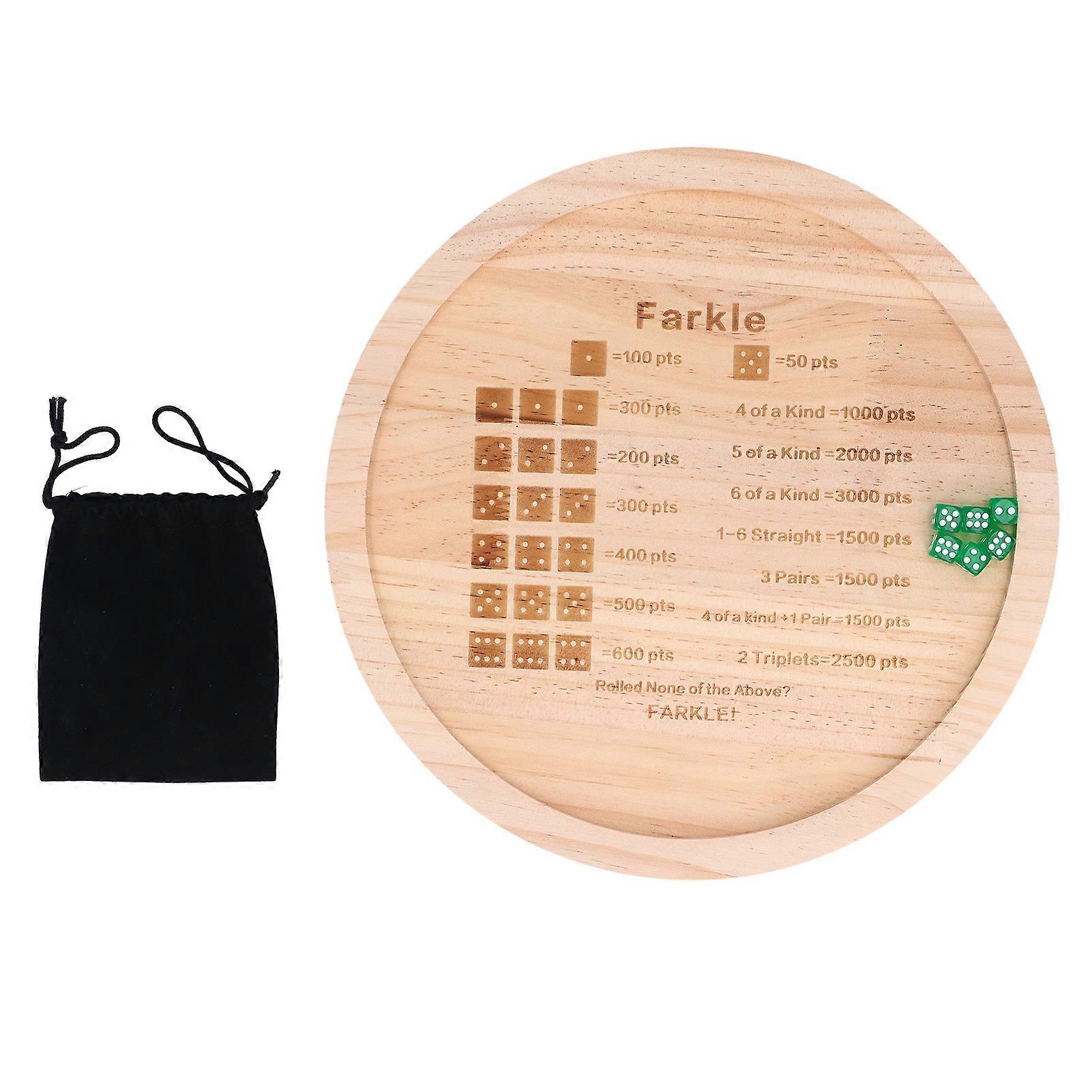 Farkle Dice Tray for Improving Math Skills, Classic Wooden Dice Game Board for Family Game Round 30cm