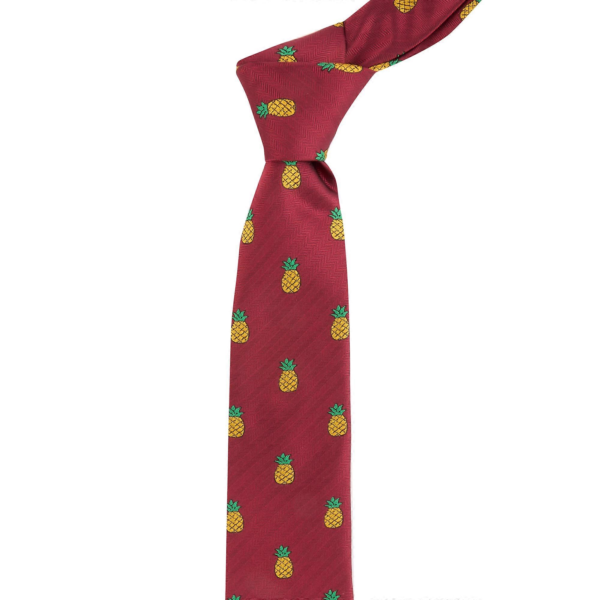 Burgundy Red Pineapple Herringbone Tie