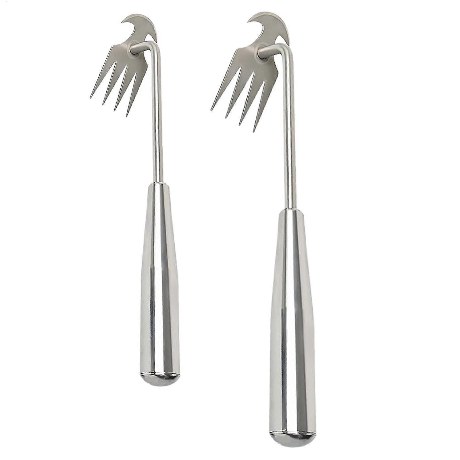 Garden Weeder Stainless Steel Hand Tool with Ergonomic Grip for Root Removal in Farms and Yards 40cm