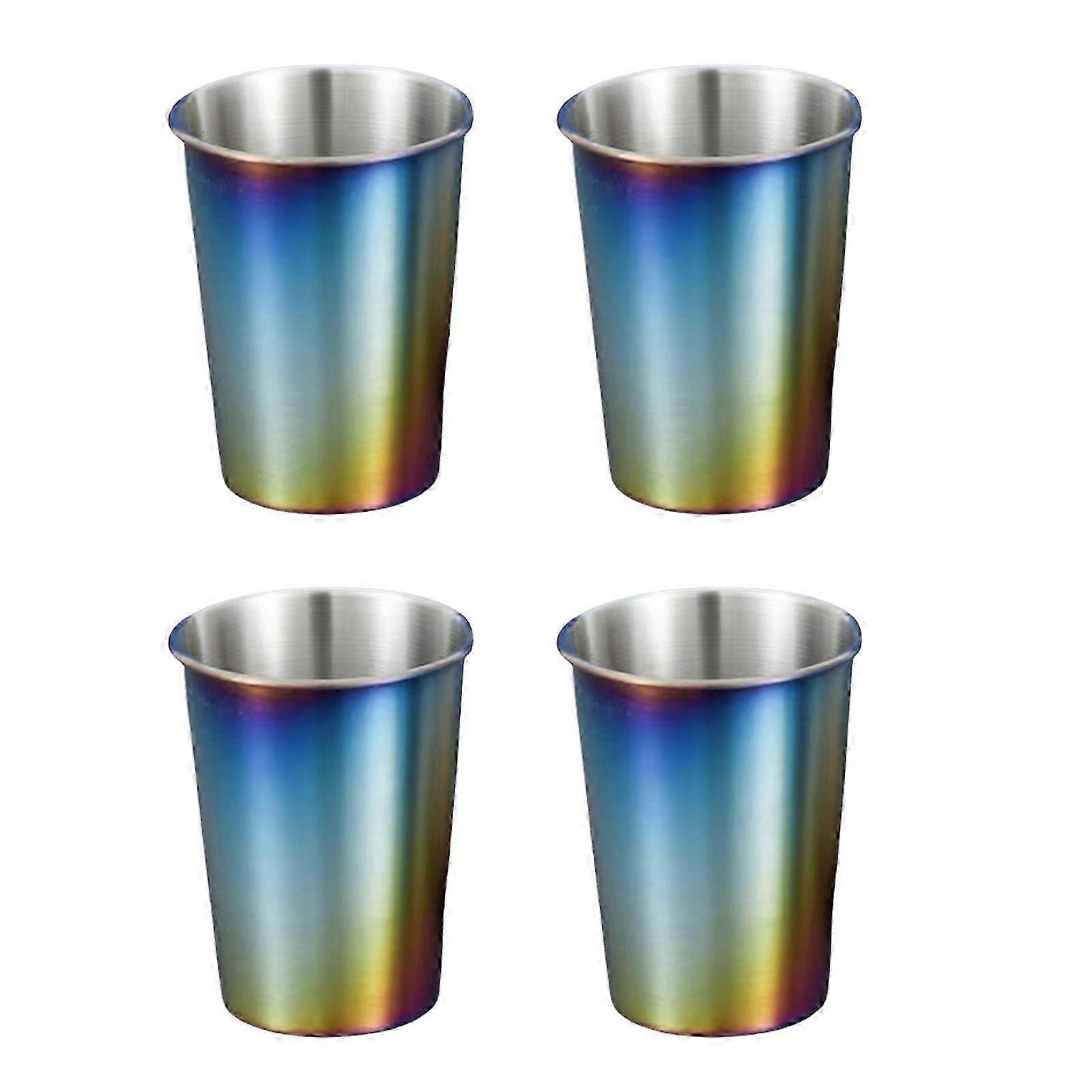 4pcs gobelets à café en acier inoxydable ensemble Verres résistants à la rouille Gobelet à bière empilable pour le camping et l’utilisation en plein air
