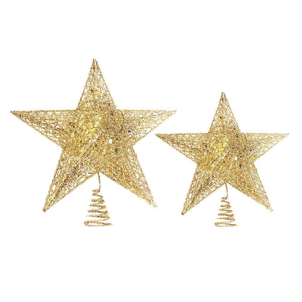 Iron Tree Top Star Creating Christmas Atmosphere Golden Colorful Treetop 12cm 2Pack