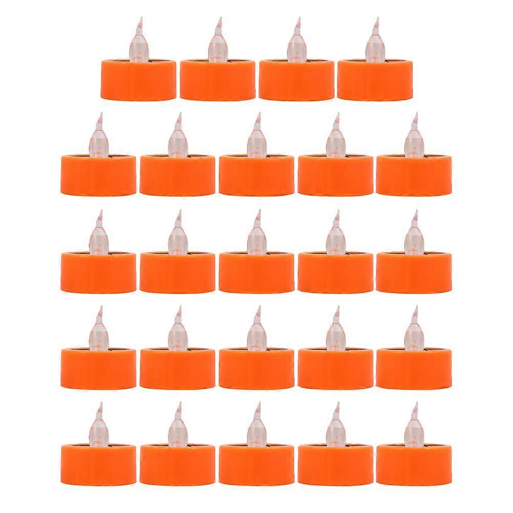 Flameless Candles For Pumpkins Round Plastic Lighting Families 4X3.7CM 24Set