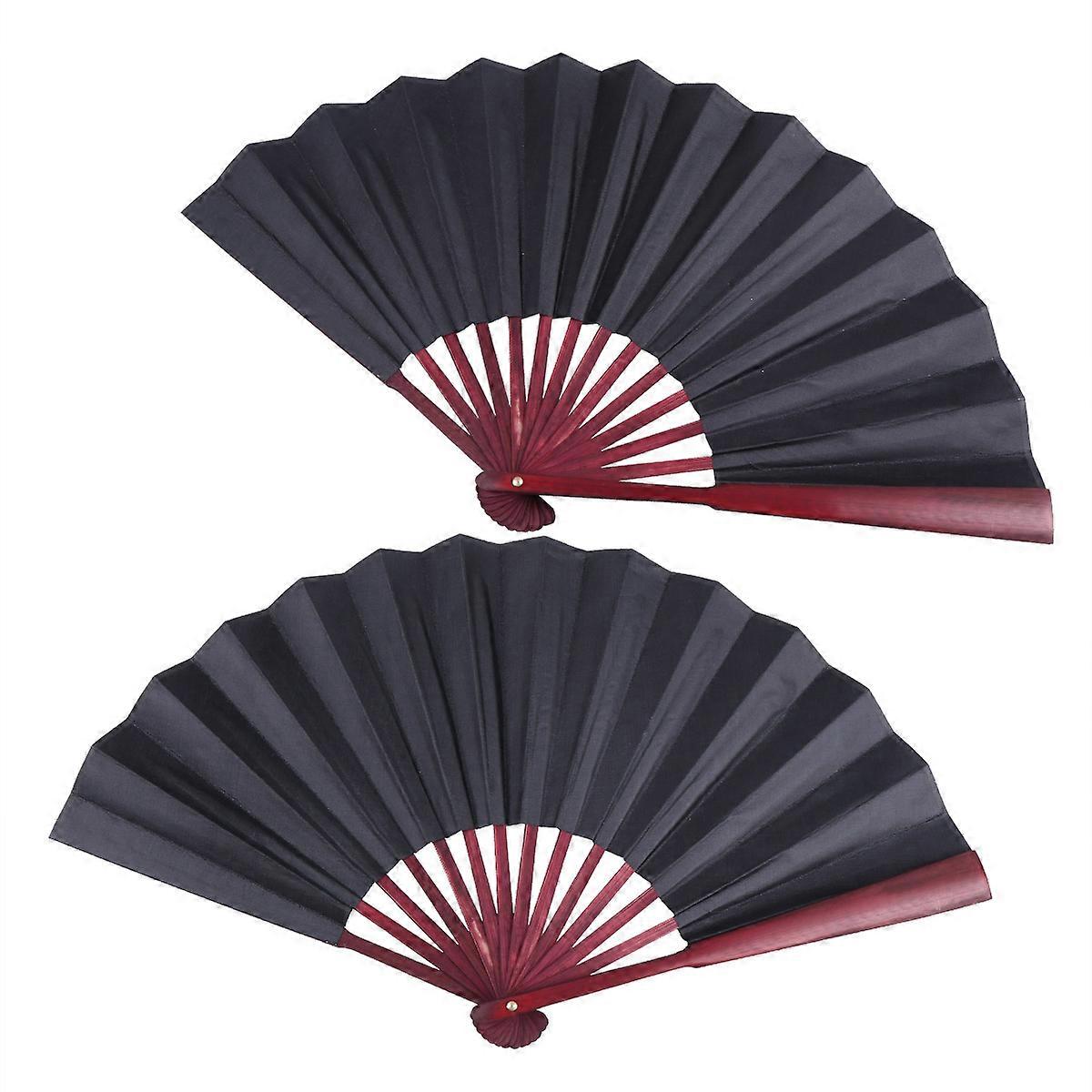 Hand Fans Foldable Portable Foldable Fan Bamboo Fabric For Wedding Dancing 2Pcs