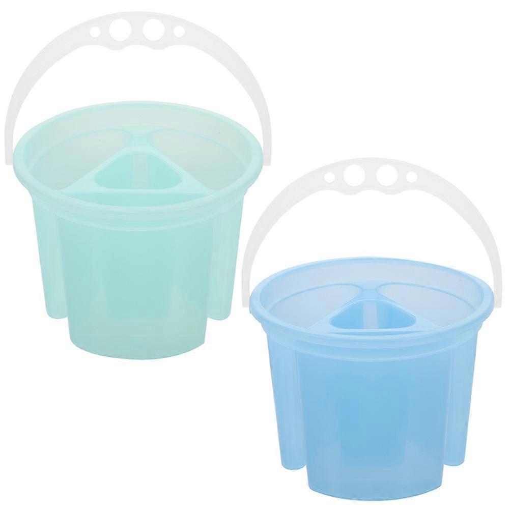Brush Bucket Paint Brush Washer Artists Reusable Water Buckets Cleaning Accessory 2Pcs