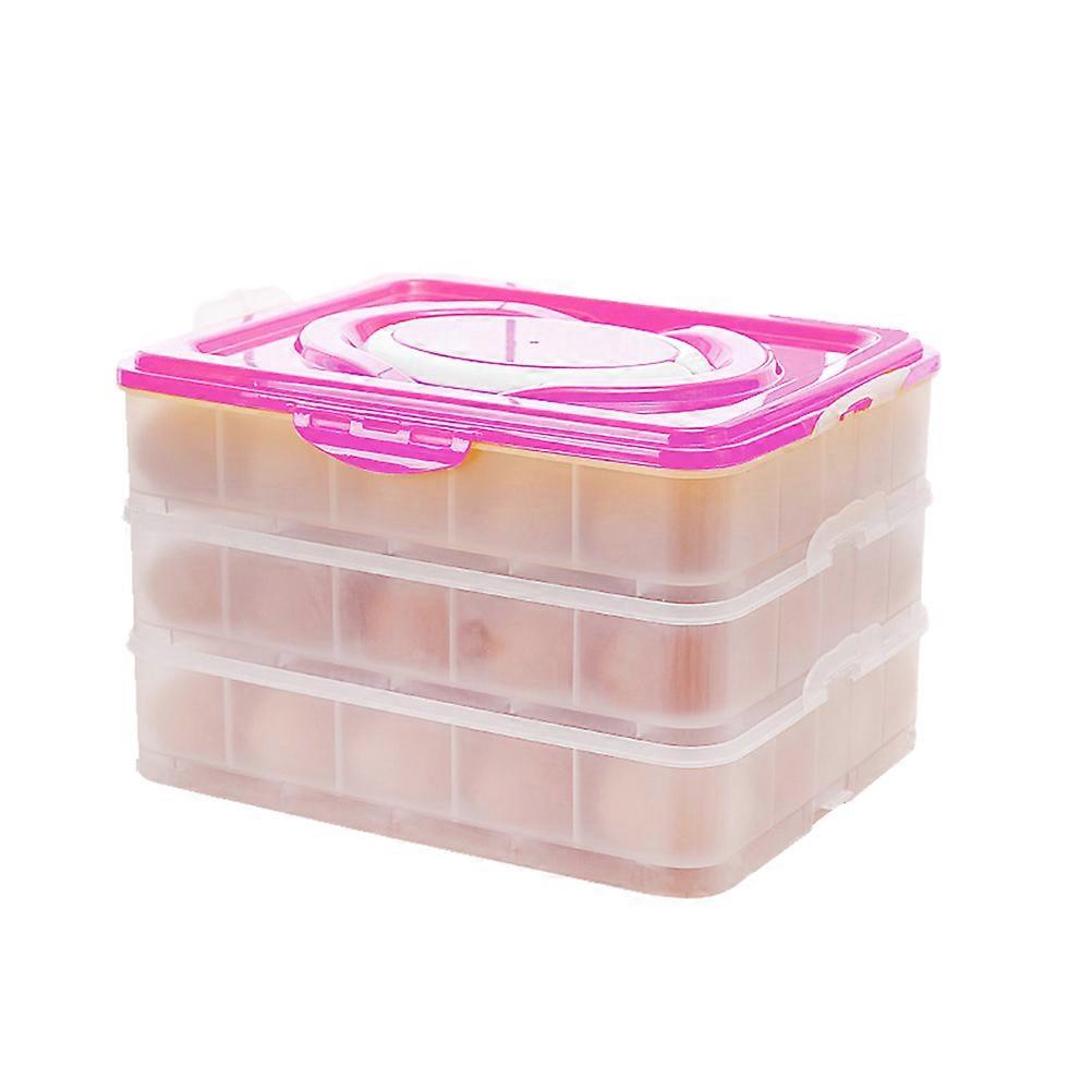 Portable Egg Container Refrigerator Egg Tray Pink Rectangular Stackable Design For Kitchen Organization 1Set