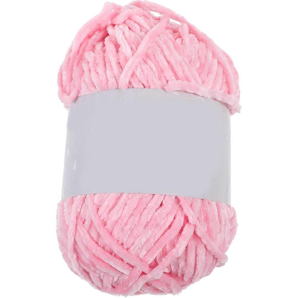 Multi-Use Diy Yarn Knitting Wool Velvet Chenille Household Crocheting Pink 1 Roll