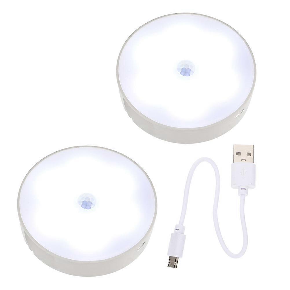2Pcs USB Rechargeable Human Body Induction Night Light Small White Decor