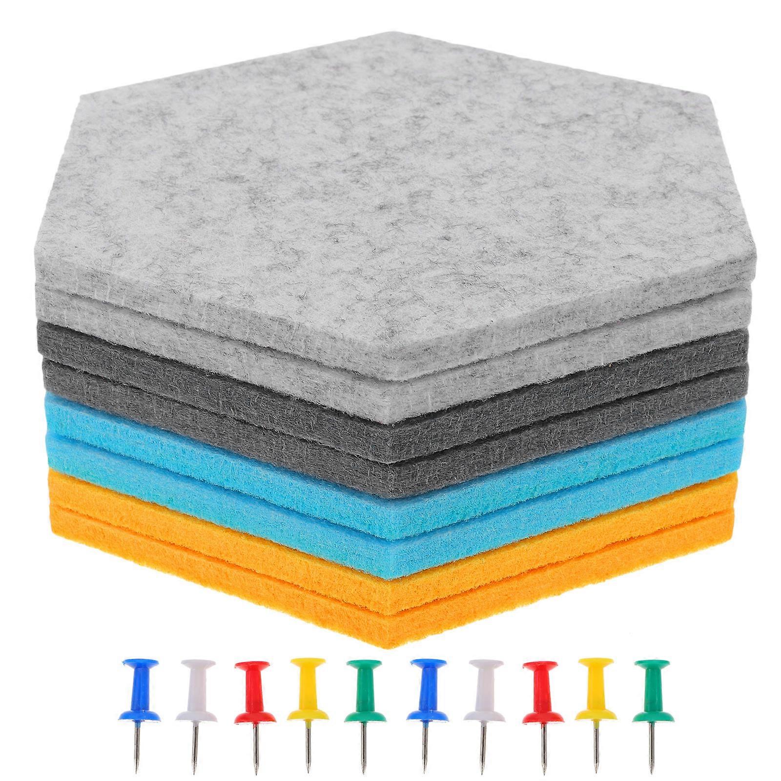 Hexagonal Pin Board Self Adhesive Felt Board Wall-Mounted Photo Display Background Board Assorted Color 8Pcs