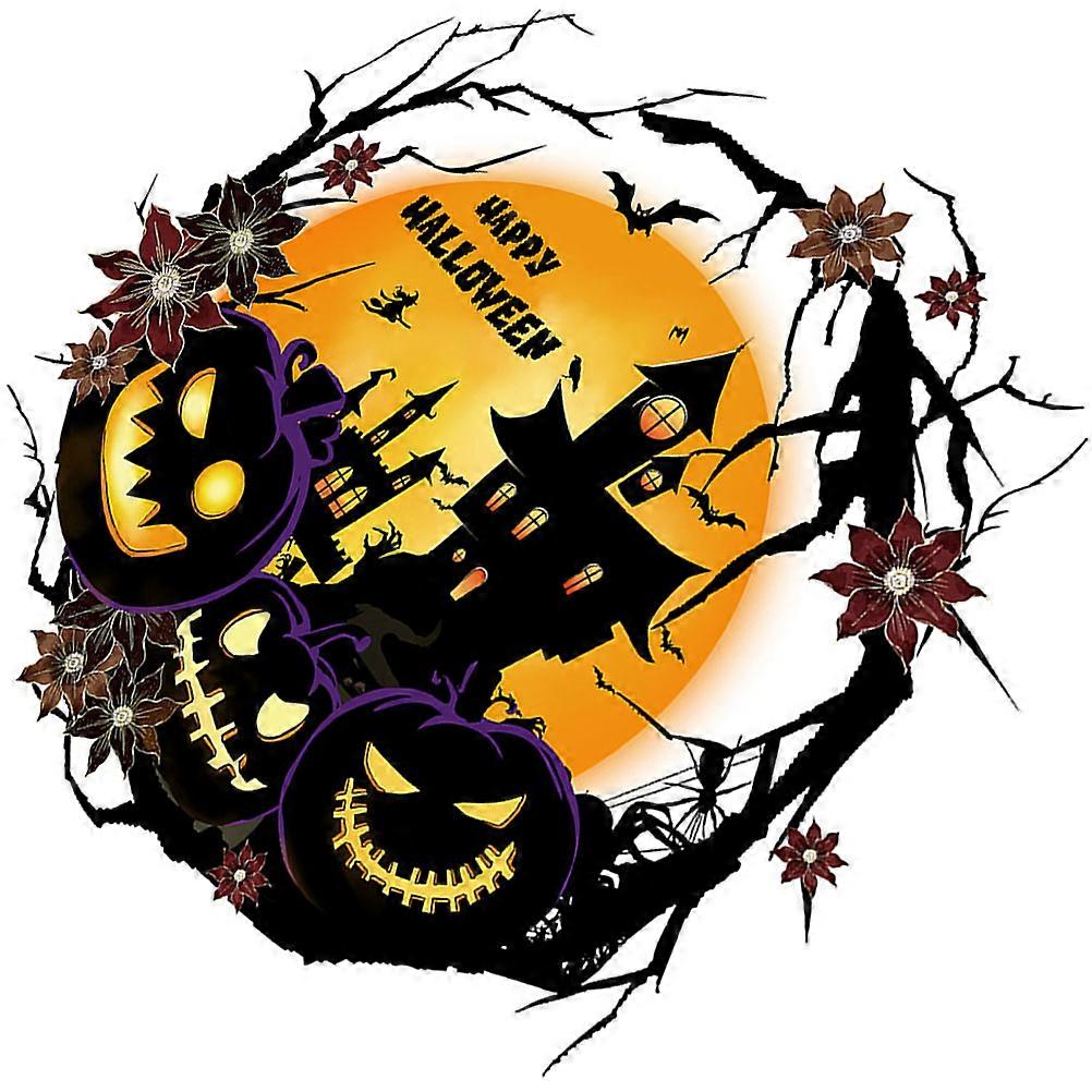 Halloween Decorative Window Sticker Multi Color 30X30CM Round Shape No Residue Removable Wall Decal 1Set